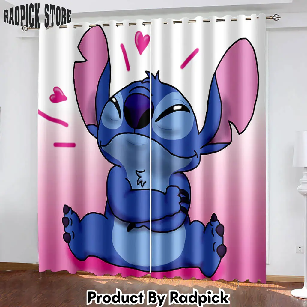 Stitch curtains cosplay blackout window treatments drapesfor room decor  rp148